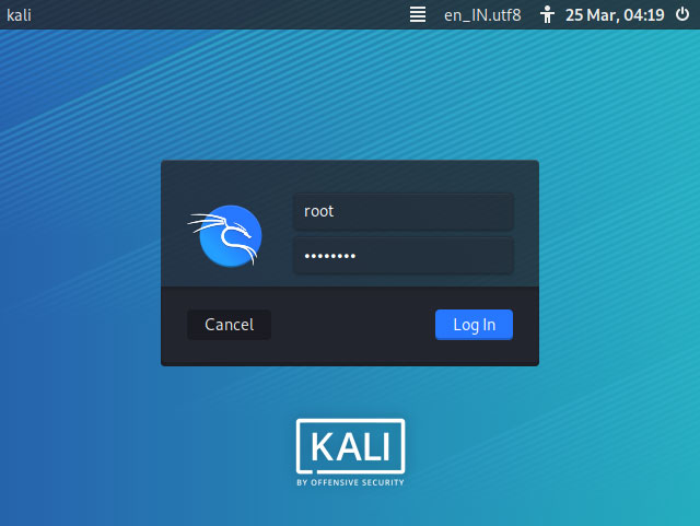 Reset root passwords on Kali Linux