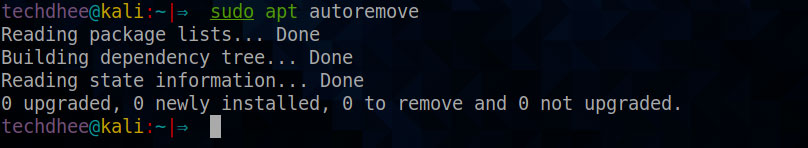 Kali Linux Autoremove Command