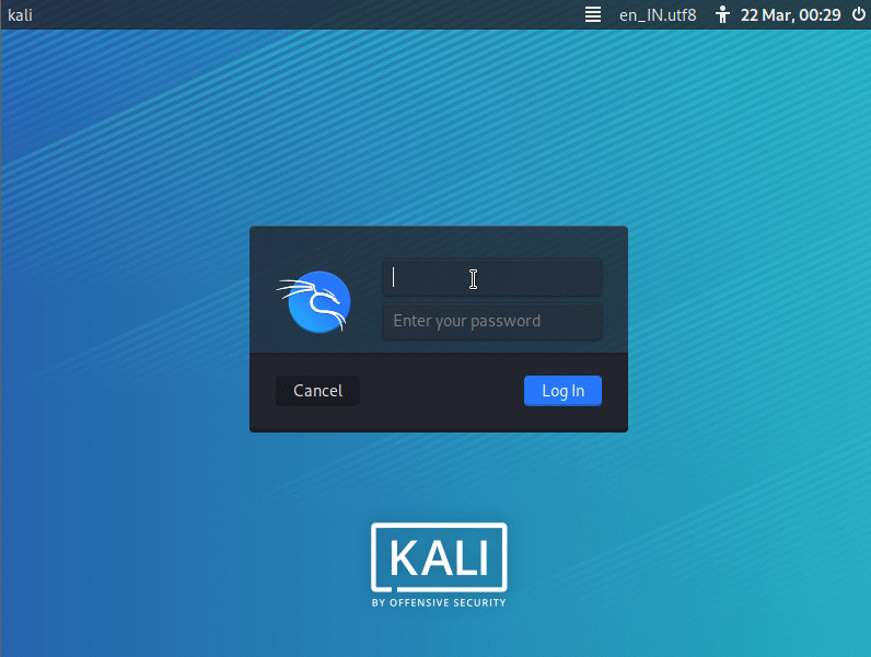 Login with GUI in Kali Linux