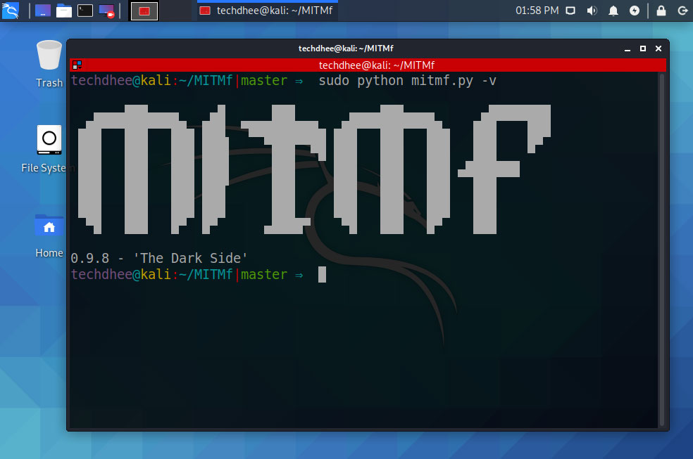 MITMf Installed in Kali Linux