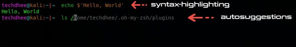 Oh My Zsh plugins in Kali Linux