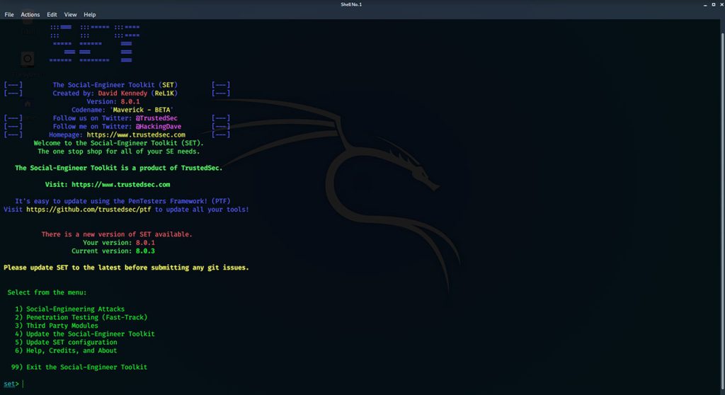 Social Engineering Toolkit in Kali Linux