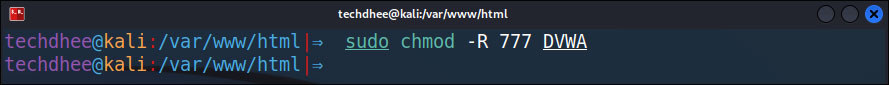 Set Permissions DVWA in Kali Linux