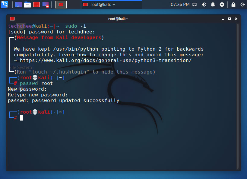 Set the root Password in Kali Linux