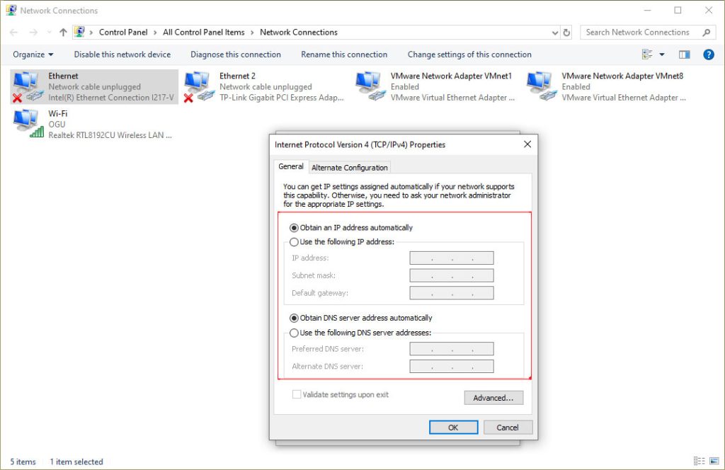 Set a Static IP Address in Windows