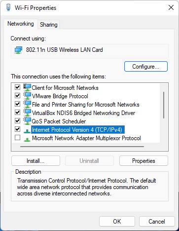 Windows 11 Wi-Fi Properties