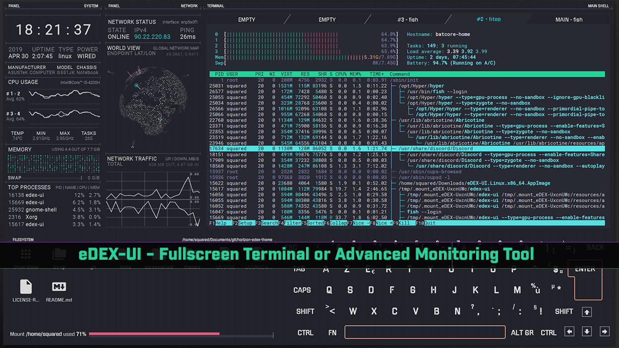 eDEX-UI - Fullscreen Terminal or Advanced Monitoring Tool
