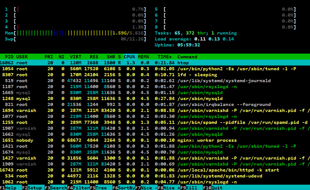 Htop in Linux